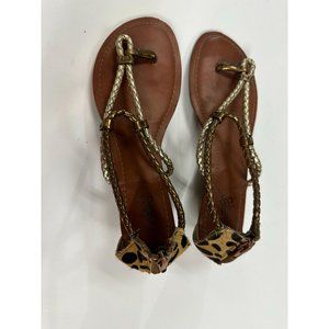 Carlos Santana Metallic Pony Hair Sandals Women's Size 7.5